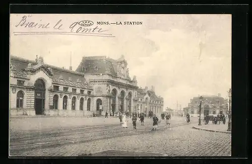 AK Mons, La Station, Bahnhof