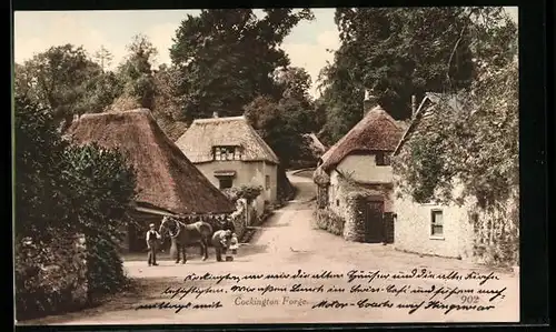 AK Cockington, Cockington Forge, Schmied beschlägt ein Pferd