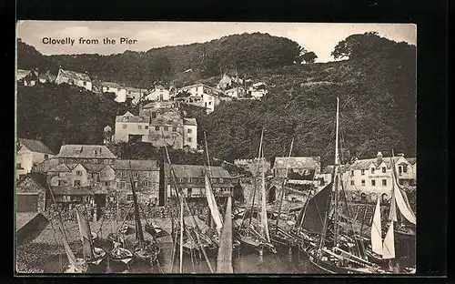 AK Clovelly, Teilansicht mit Pier