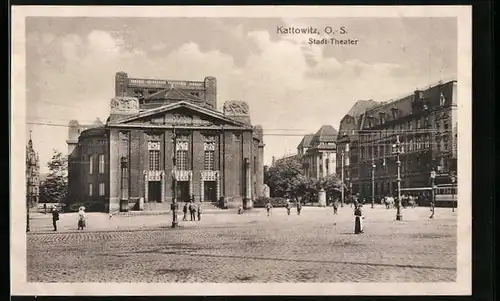 AK Kattowitz O.-S., Blick auf Stadttheater