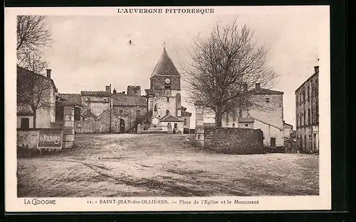 AK Saint-Jean-des-Ollières, Place de l'Eglise et le Monument