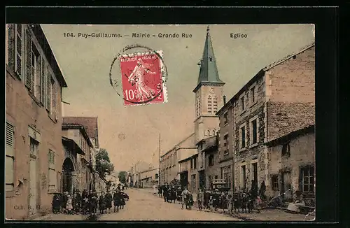 AK Puy-Guillaume, Mairie, Grande Rue, Eglise