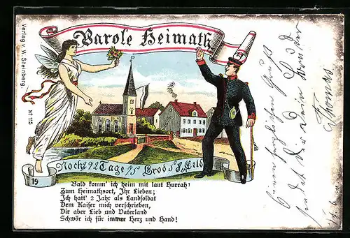 AK Parole Heimat, Soldat erwartet Begrüssung von einem Engel