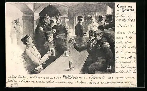 AK Soldaten beim Bier in der Cantine