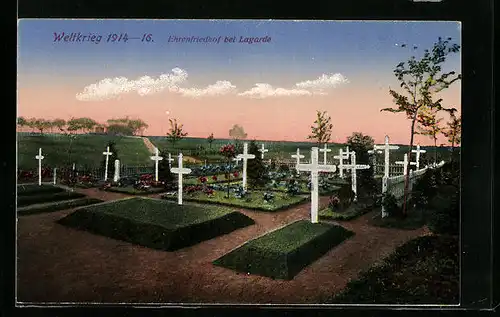 AK Ehrenfriedhof bei Lagarde, Kriegsgräber