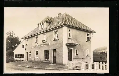 Foto-AK Ochsenhausen, Gasthaus-Bäckerei Leopold Müller