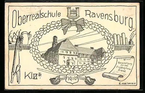 Künstler-AK Ravensburg, Oberrealschule, Absolvia