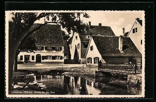 AK Langenau i. Württ., Partie an der Nau
