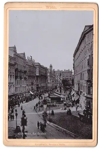 Fotografie Stengel & Co., Dresden, Ansicht Wien, Blick in die Strasse Am Graben mit Litfasssäule und Geschäften