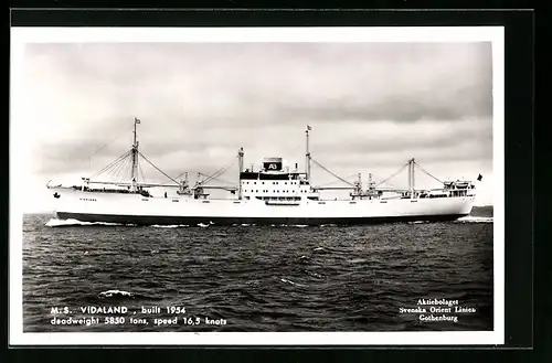 AK Handelsschiff M. S. Vidaland vor der Küste