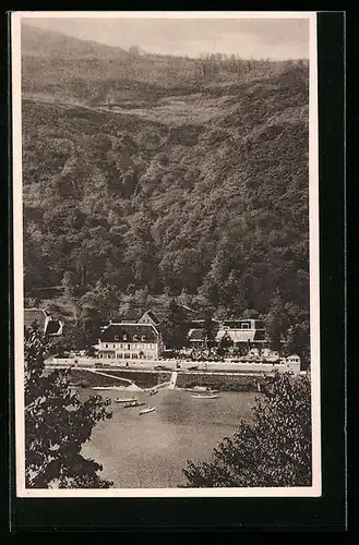 AK Heidelberg, Blick vom Wolfsbrunnenweg auf Hackers, Café Haarlass