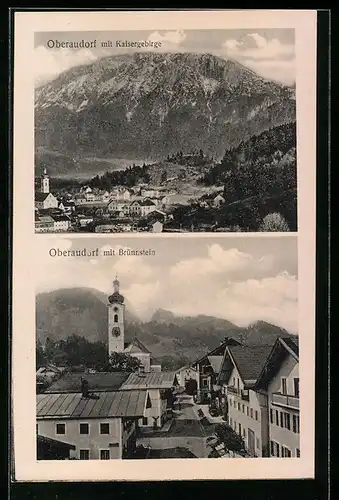 AK Oberaudorf, Ortsansicht mit Brünnstein