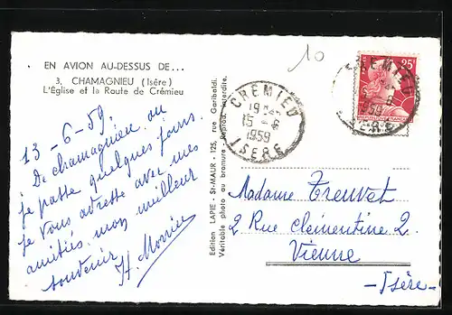 AK Chamagnieu, L`Église et la Route de Crémieu