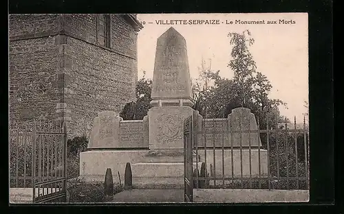 AK Villette-Serpaize, Le Monument aux Morts
