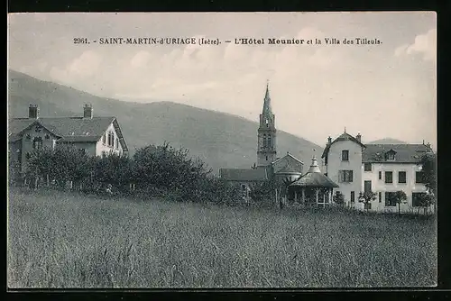 AK Saint-Martin-d'Uriage, L'Hotel Meunier et la Villa de Tilleuls