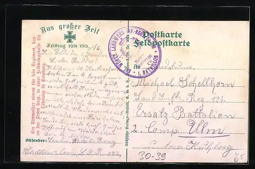 AK Rittmeister beim Empfang der Löhnung in einer Feldkriegskasse