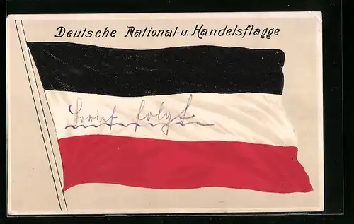 Präge-AK Deutsche National- und Handelsflagge