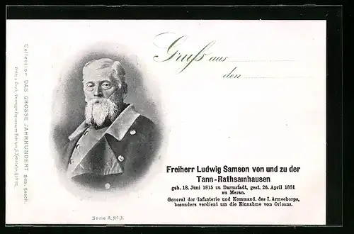 AK Reichsfreiherr Ludwig von der Tann-Rathsamhausen, General der Infanterie