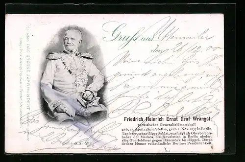 AK Preussischer Generalfeldmarschall Graf Wrangel