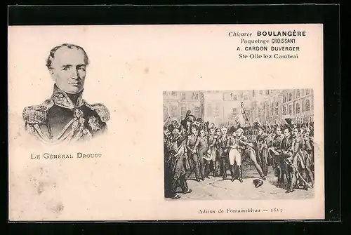 AK Le Général Drouot, Adieux de Fontainebleau