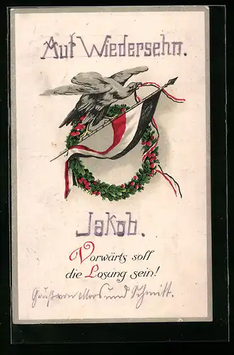 AK Eichenkranz mit Reichsfahne und Adler