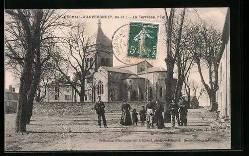 AK St-Gervais-d`Auvergne, La Terrasse, l`Église