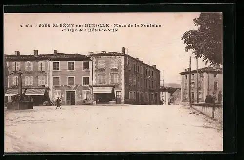 AK St-Rémy-sur-Durolle, Place de la Fontaine et Rue de l`Hôtel-de-Ville