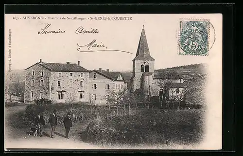 AK St-Genès-la-Tourette, Ortspartie mit Kirche