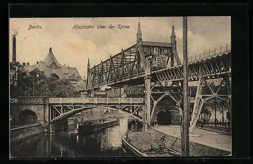 AK Berlin, Hochbahn über der Spree