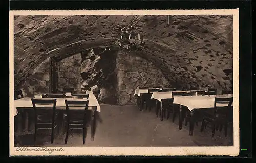 AK Rüdesheim /Rh., Gasthaus zum Felsenkeller Gebr. Rölz, Keller mit Felsengrotte