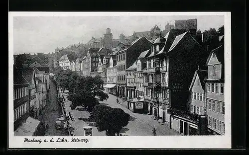 AK Marburg /Lahn, Steinweg aus der Vogelschau