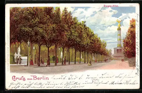 Lithographie Berlin-Tiergarten, Sieges-Allee