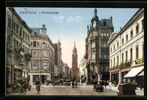 AK Krefeld, Blick in die Rheinstrasse