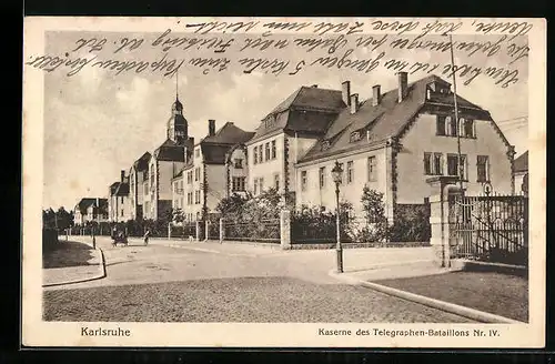 AK Karlsruhe, Kaserne des Telegraphen-Bataillons Nr. IV