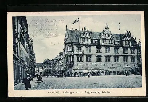 AK Coburg, Spitalgasse und Regierungsgebäude
