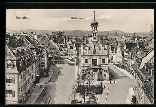 AK Kempten, Rathausplatz aus der Vogelschau