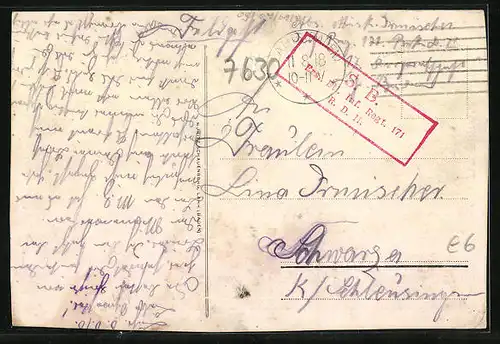 AK Lahr in Baden, Schillerstrasse mit Kirche