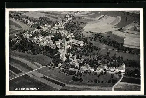 AK Honstetten, Ortsansicht, Fliegeraufnahme