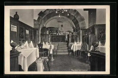 AK Würzburg, Gasthaus Ratskeller, Barbarazimmer