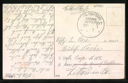 Künstler-AK Wilhelmshaven, Partie in der Roonstrasse