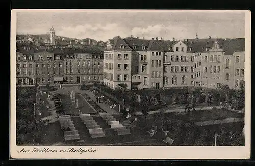 AK Aue, Stadthaus mit Stadtgarten