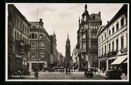 AK Krefeld, Blick in die Rheinstrasse