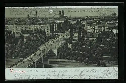 Mondschein-Lithographie München, Teilansicht vom Maximilianeum