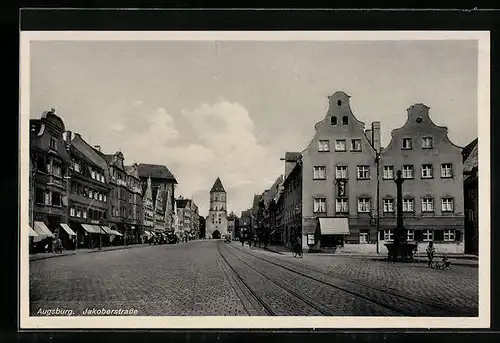 AK Augsburg, Blick in die Jakoberstrasse