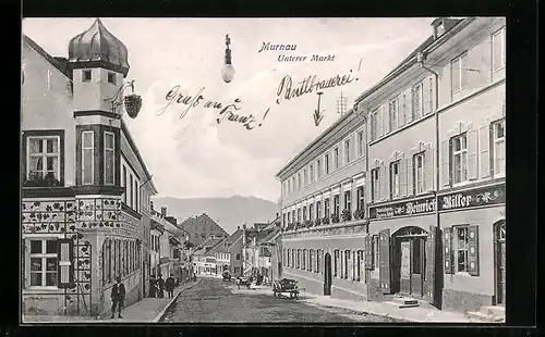 AK Murnau, Strassenpartie am Unteren Markt