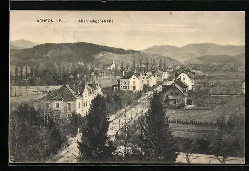 AK Achern i. B., die Allerheiligenstrasse mit Wohnhäusern