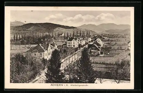 AK Achern i. B., die Allerheiligenstrasse mit Wohnhäusern