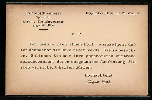 AK Kappelrodeck, Edelobstbrennerei August Roth