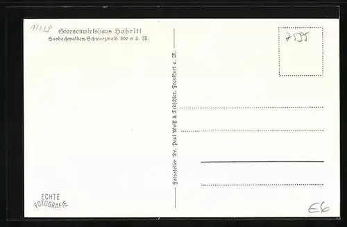 AK Sasbachwalden /Schwarzwald, Innenansicht des Sternenwirtshauses Hohritt