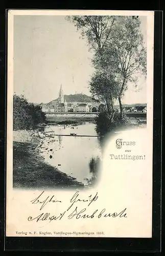AK Tuttlingen, Ortsansicht mit Gewässer